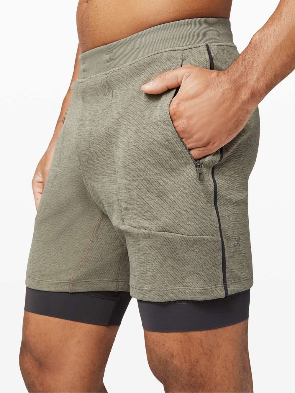 Lululemon T.H.E. Short 7” Mesh Liner Medium Olive Riverstone Mens Size Large